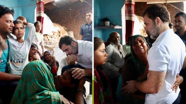 हाथरस सत्संग हादसा, मारे गए लोगों के पर‍िजनों से म‍िले राहुल गांधी, द‍िया मदद का भरोसा